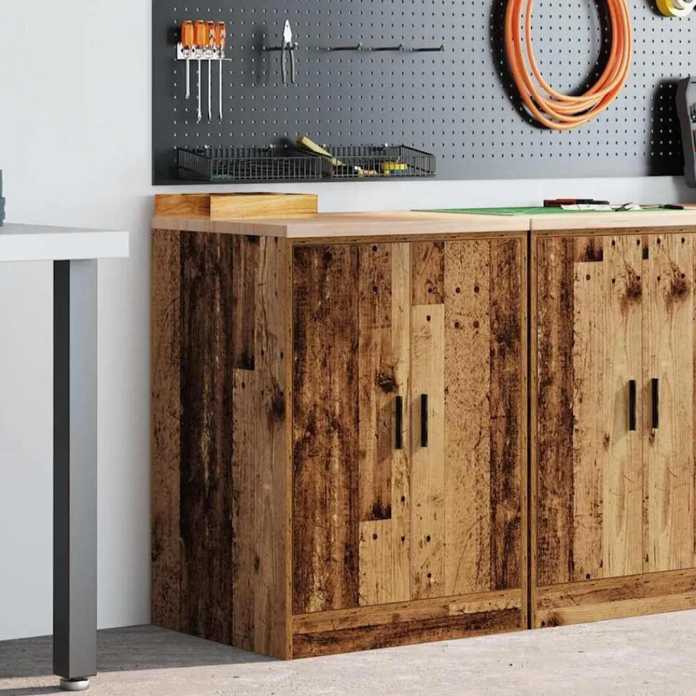 vidaXL Armario garaje madera vieja 60x51x85 cm Madera maciza de pino Madera antigua New