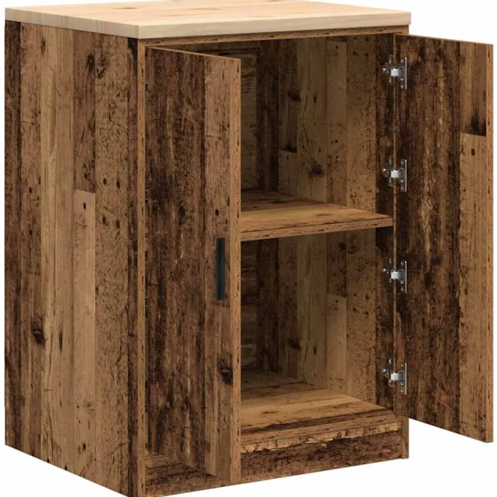 vidaXL Armario garaje madera vieja 60x51x85 cm Madera maciza de pino Madera antigua New