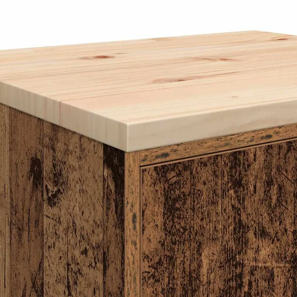 vidaXL Armario garaje madera vieja 60x51x85 cm Madera maciza de pino Madera antigua New