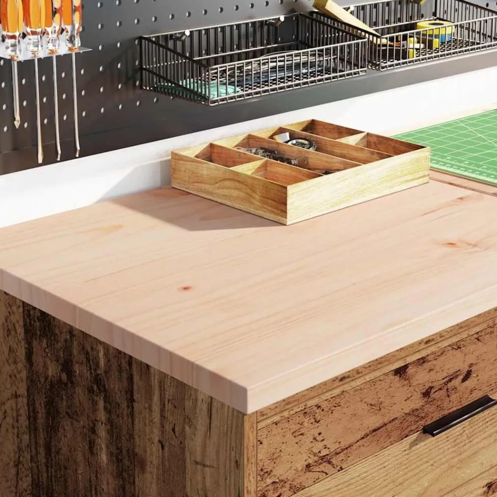 vidaXL Almacenamiento Industrial-Armario garaje madera vieja 60x51x85 cm Madera maciza de pino