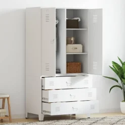 vidaXL Armario industrial de metal 90x50x180 cm Blanco Best