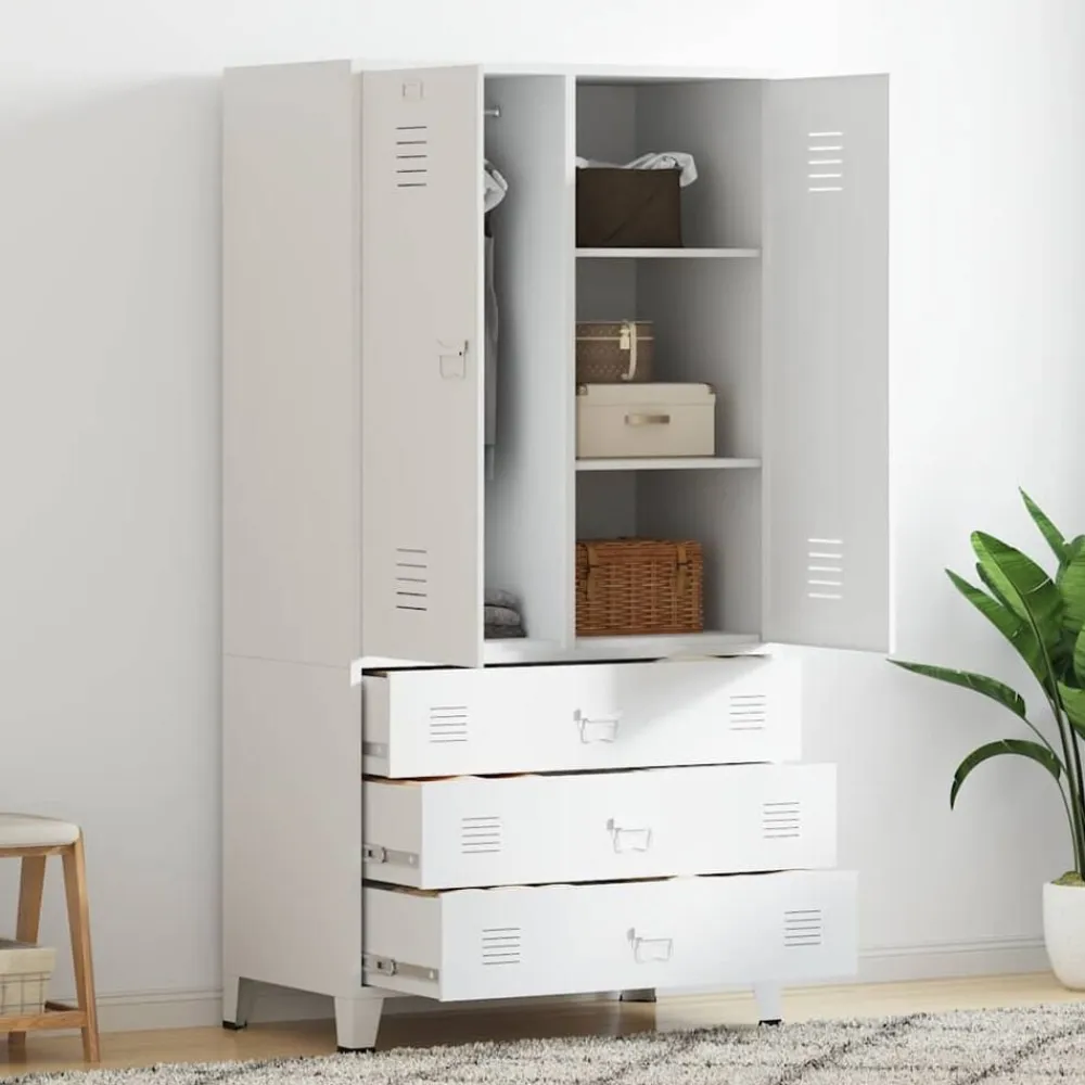 vidaXL Armario industrial de metal 90x50x180 cm Blanco Best