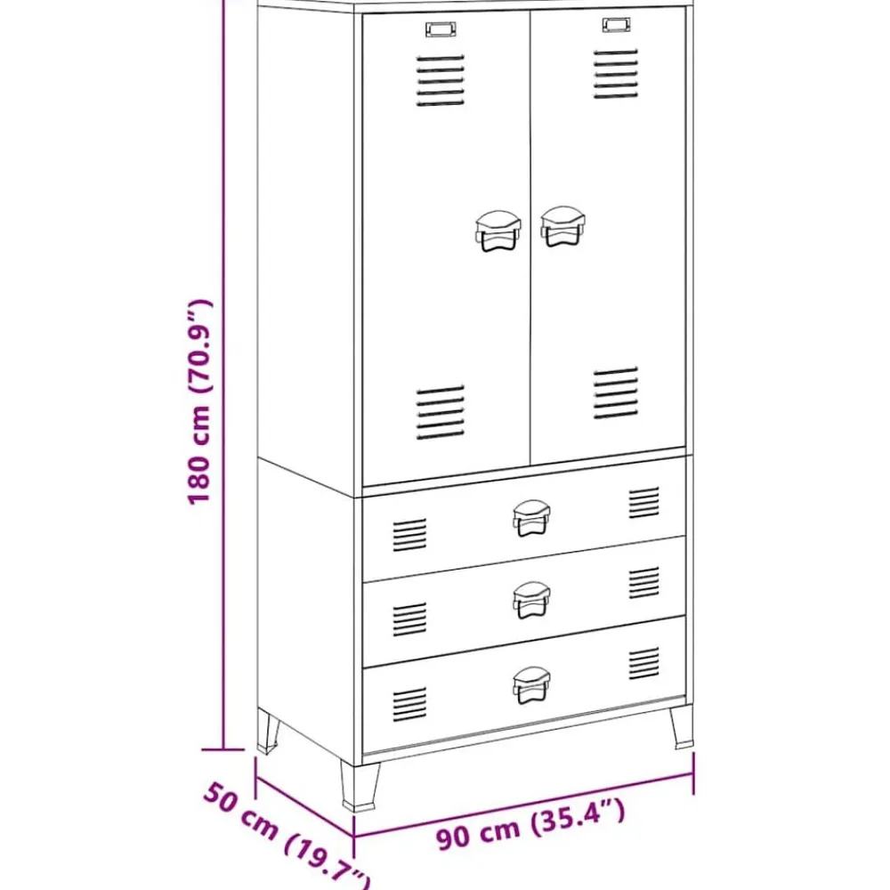vidaXL Armario industrial de metal 90x50x180 cm Blanco Best