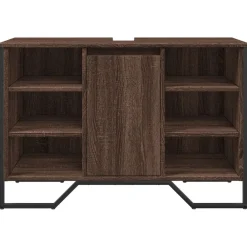 vidaXL Conjuntos De Muebles-Armario lavabo baño madera ingeniería marrón roble 91x35x60 cm