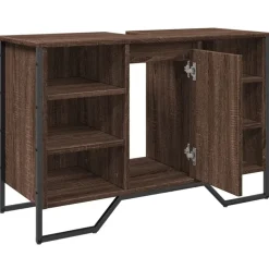 vidaXL Conjuntos De Muebles-Armario lavabo baño madera ingeniería marrón roble 91x35x60 cm