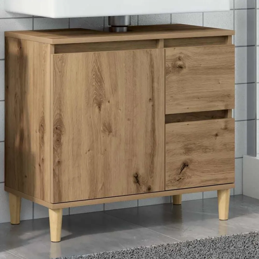 vidaXL Armario lavabo baño madera ingeniería 65x33x60 cm Roble artisan Best