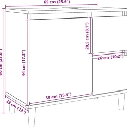vidaXL Armario lavabo baño madera ingeniería 65x33x60 cm Roble artisan Best