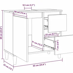 vidaXL Armario lavabo baño madera ingeniería 65x33x60 cm Roble artisan Best