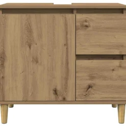 vidaXL Armario lavabo baño madera ingeniería 65x33x60 cm Roble artisan Best