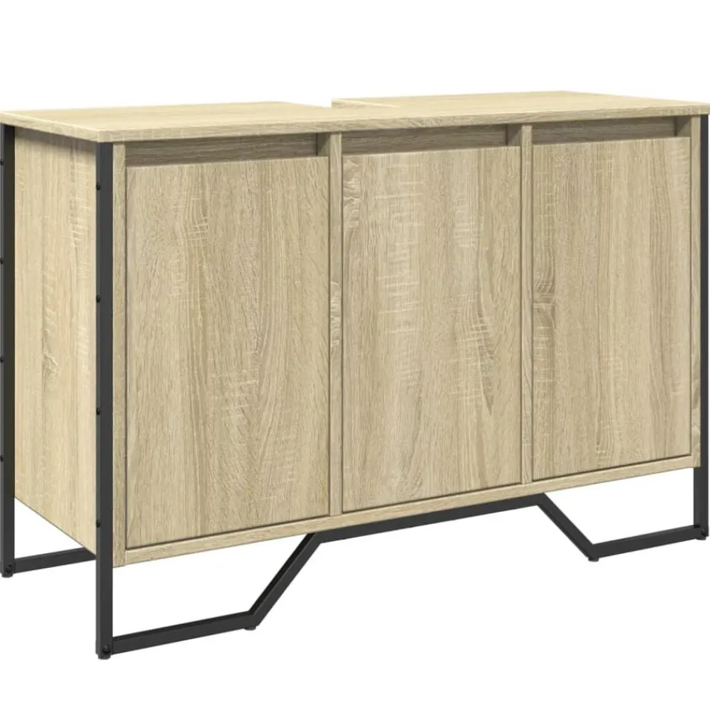 vidaXL Armario lavabo baño madera ingeniería 91x35x60 cm Roble Sonoma Outlet
