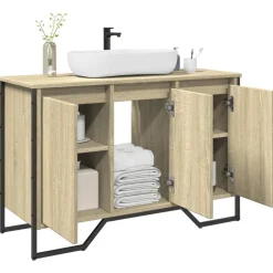vidaXL Armario lavabo baño madera ingeniería 91x35x60 cm Roble Sonoma Outlet