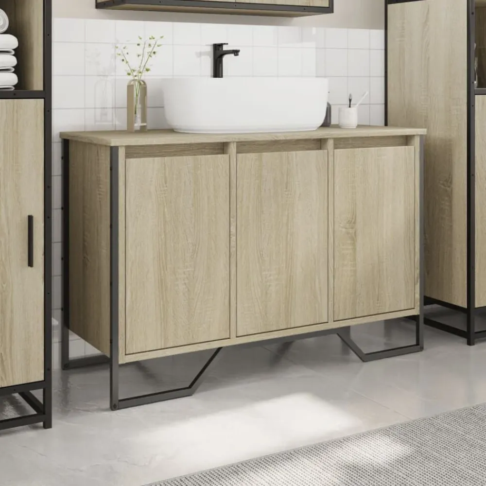 vidaXL Armario lavabo baño madera ingeniería 91x35x60 cm Roble Sonoma Outlet