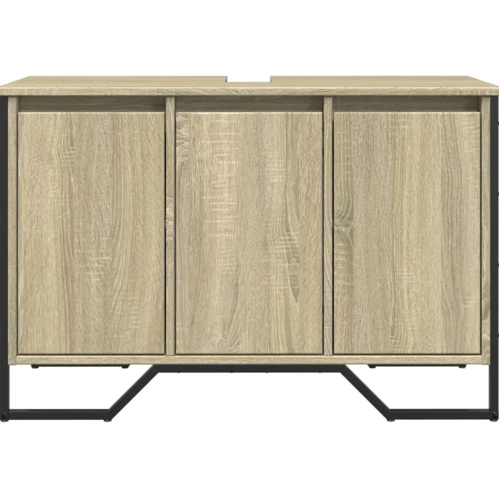 vidaXL Armario lavabo baño madera ingeniería 91x35x60 cm Roble Sonoma Outlet