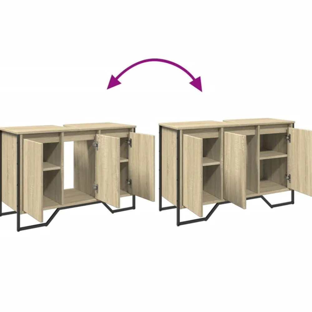 vidaXL Armario lavabo baño madera ingeniería 91x35x60 cm Roble Sonoma Outlet
