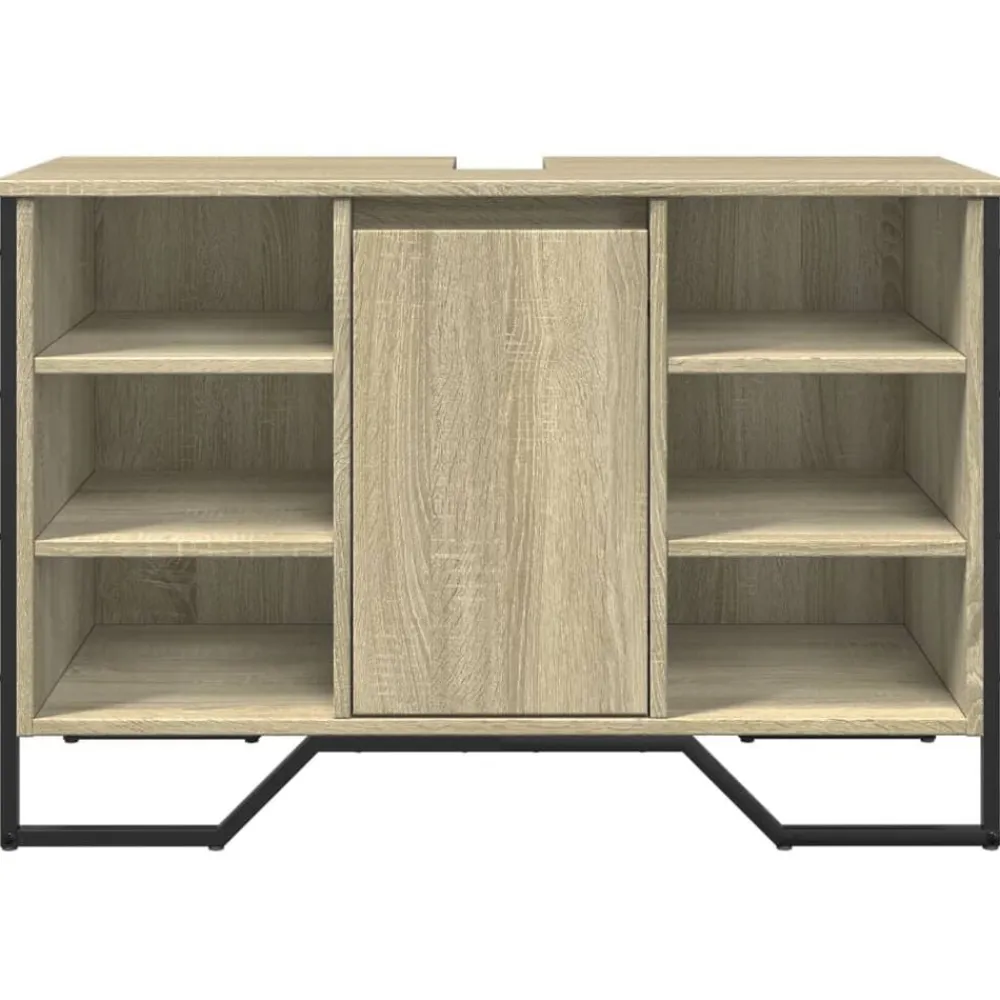 vidaXL Armario lavabo baño madera ingeniería 91x35x60 cm Roble Sonoma Outlet