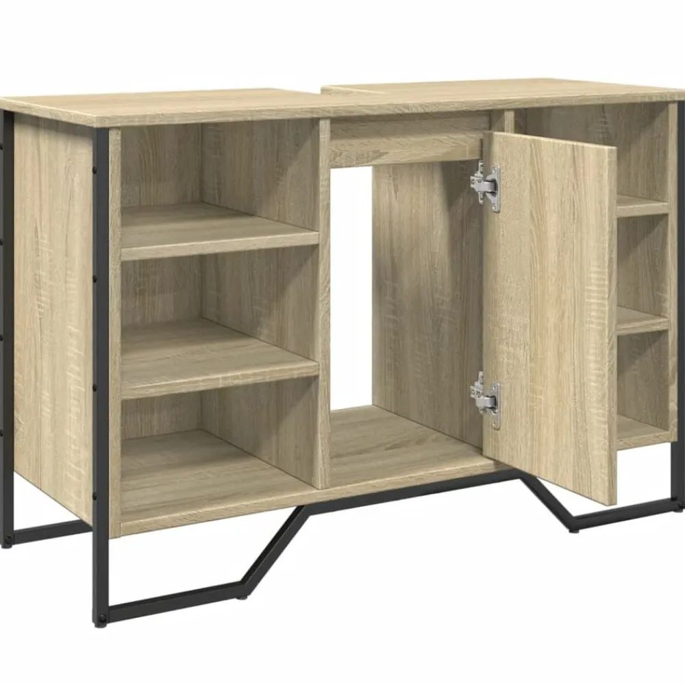vidaXL Armario lavabo baño madera ingeniería 91x35x60 cm Roble Sonoma Outlet