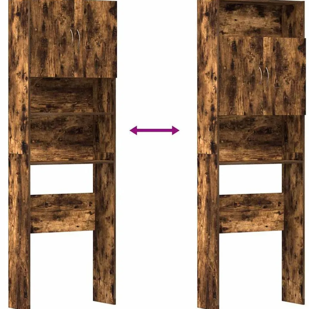 vidaXL Armario lavadora madera ingeniería 64x24x190 cm Roble ahumado Outlet
