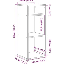 vidaXL Armario libros madera ingeniería 34x31x80 cm Roble artisan