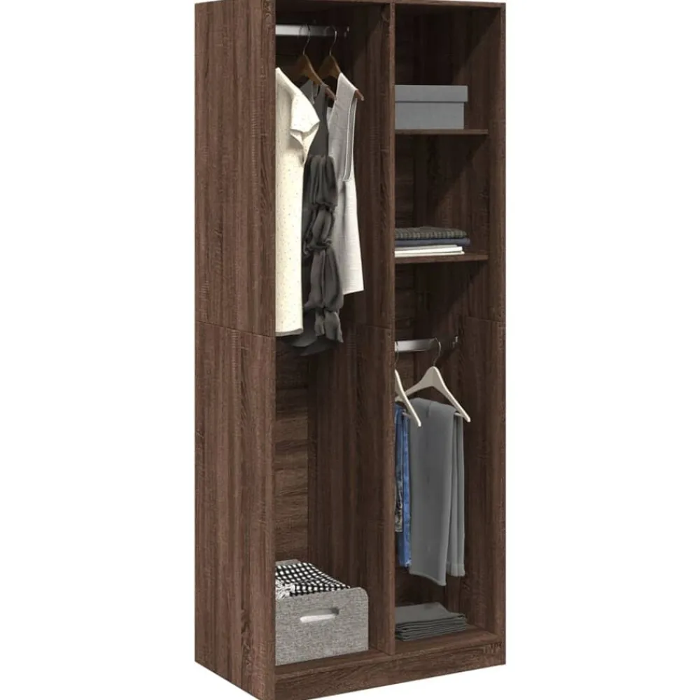 vidaXL Armarios Y Almacenamiento-Armario madera de ingeniería color roble marrón 80x50x200 cm