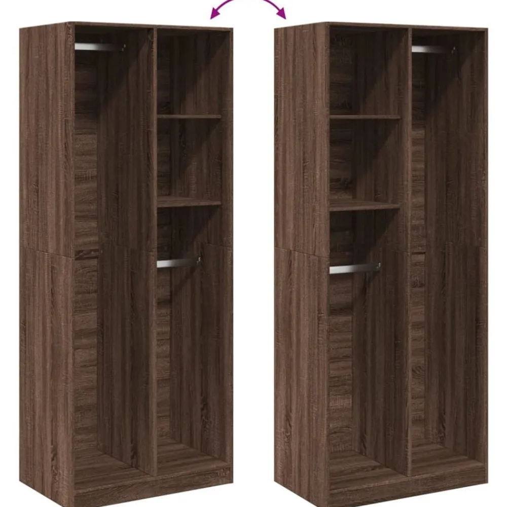 vidaXL Armarios Y Almacenamiento-Armario madera de ingeniería color roble marrón 80x50x200 cm