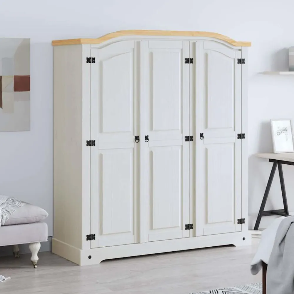 vidaXL Armarios Y Almacenamiento-Armario madera de pino Mexicano estilo Corona 3 puertas