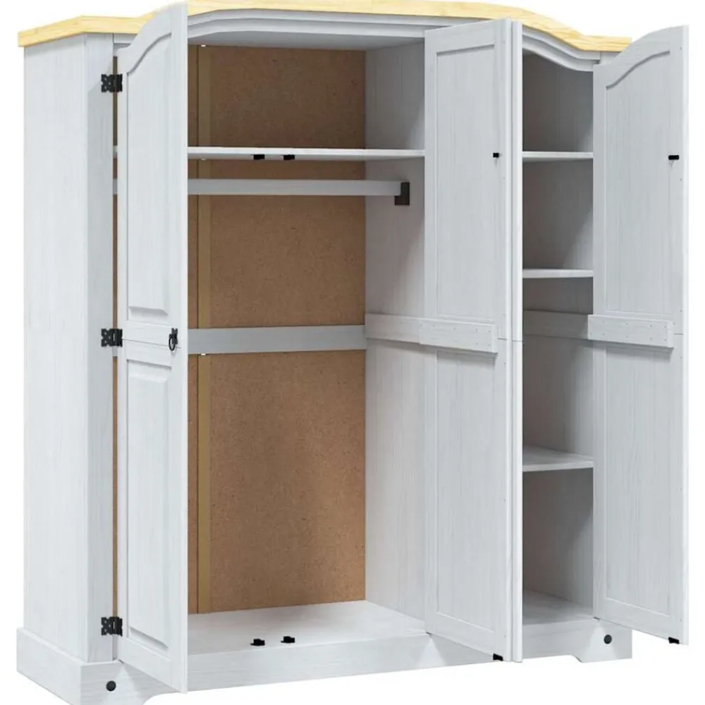 vidaXL Armarios Y Almacenamiento-Armario madera de pino Mexicano estilo Corona 3 puertas