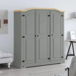 vidaXL Armarios Y Almacenamiento-Armario madera de pino Mexicano estilo Corona 3 puertas