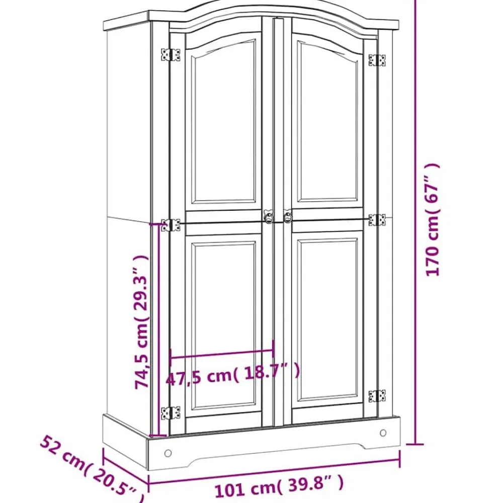 vidaXL Armario madera de pino Mexicano estilo Corona 2 puertas Blanco Online