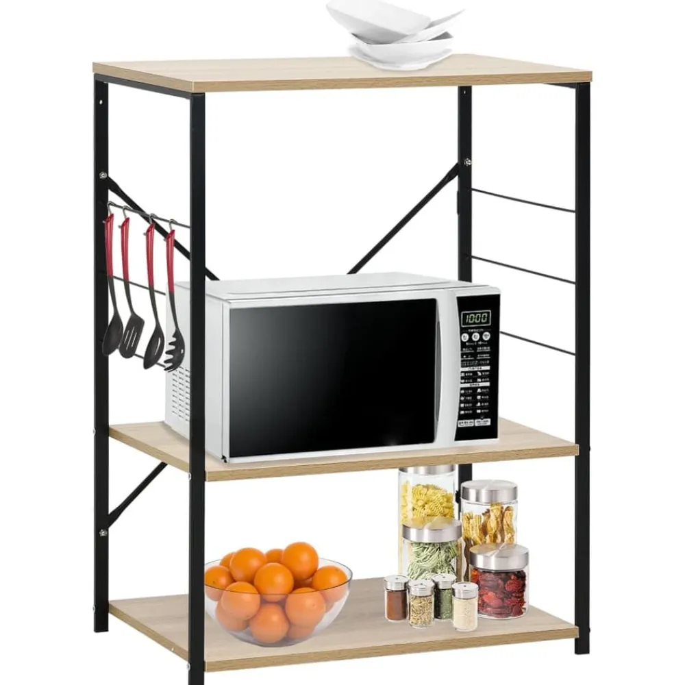 vidaXL Armario microondas madera ingeniería negro roble 60x39,6x79,5cm negro y roble Sale