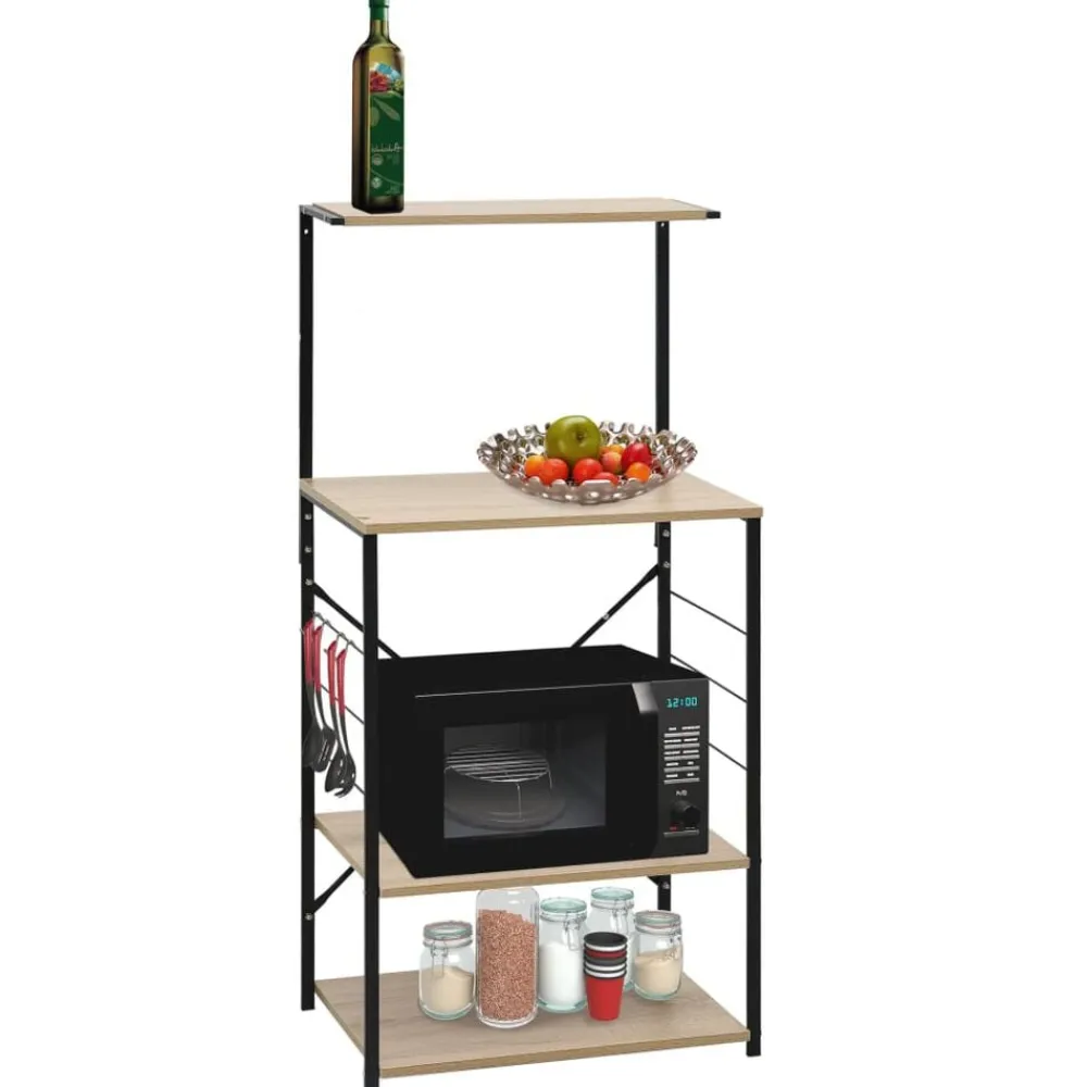 vidaXL Armario microondas madera ingeniería negro roble 60x39,6x123 cm negro y roble Sale
