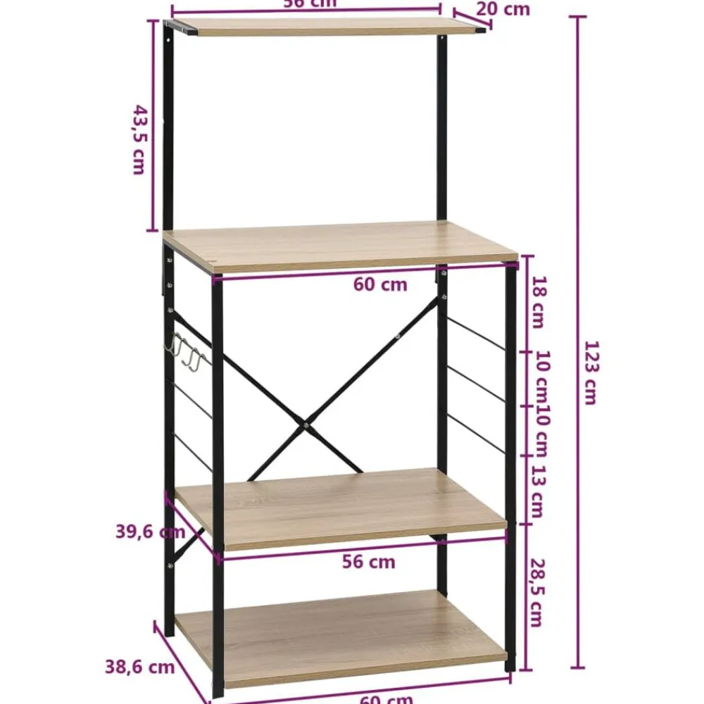 vidaXL Armario microondas madera ingeniería negro roble 60x39,6x123 cm negro y roble Sale