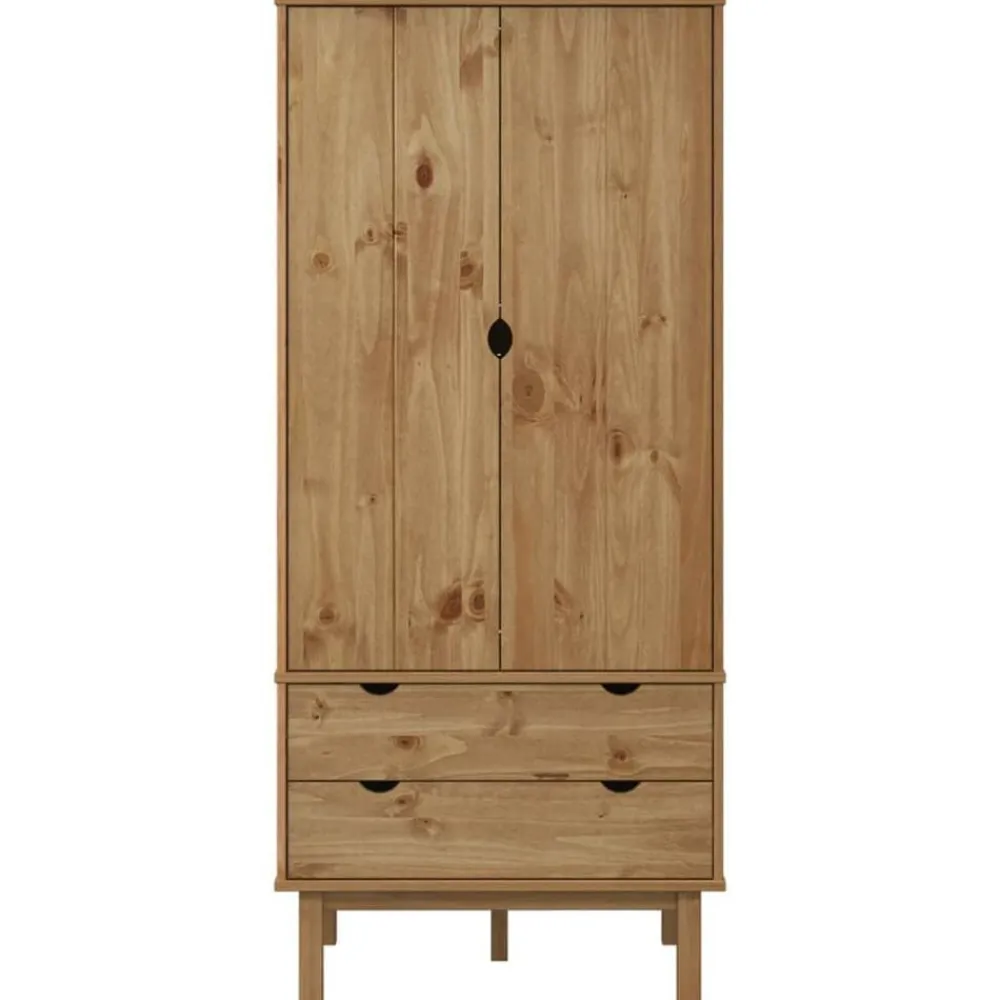 vidaXL Armarios Y Almacenamiento-Armario OTTA madera maciza pino 76,5x53x172 cm
