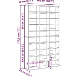 vidaXL Armarios Y Almacenamiento-Armario para CDs madera contrachapada 102x23x177,5 cm