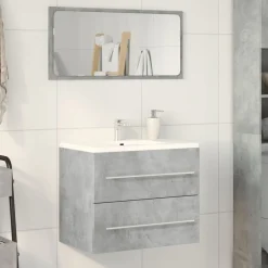 vidaXL Armario para lavabo aglomerado gris hormigón 60x38,5x48 cm Gris hormigón