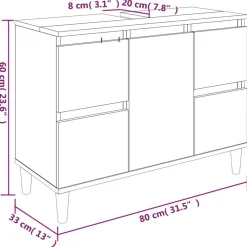 vidaXL Armarios Y Almacenamiento-Armario para lavabo madera contrachapada 80x33x60 cm