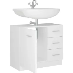 vidaXL Armario para lavabo madera contrachapada 63x30x54 cm Blanco Sale