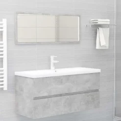 vidaXL Armario para lavabo contrachapada gris hormigón 100x38,5x45 cm Gris hormigón Clearance