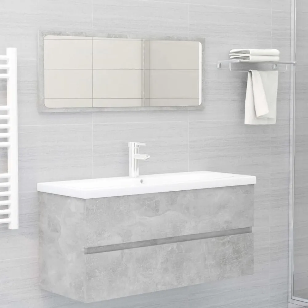 vidaXL Armario para lavabo contrachapada gris hormigón 100x38,5x45 cm Gris hormigón Clearance