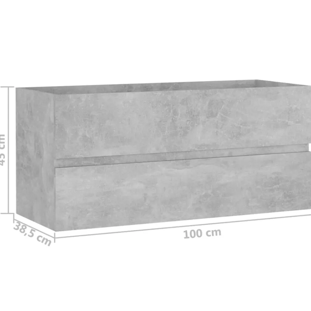 vidaXL Armario para lavabo contrachapada gris hormigón 100x38,5x45 cm Gris hormigón Clearance