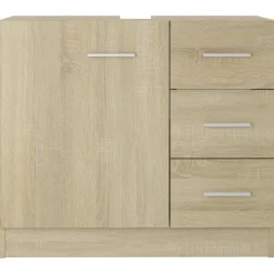 vidaXL Armario para lavabo madera contrachapada color roble 63x30x54cm Roble Sonoma Outlet
