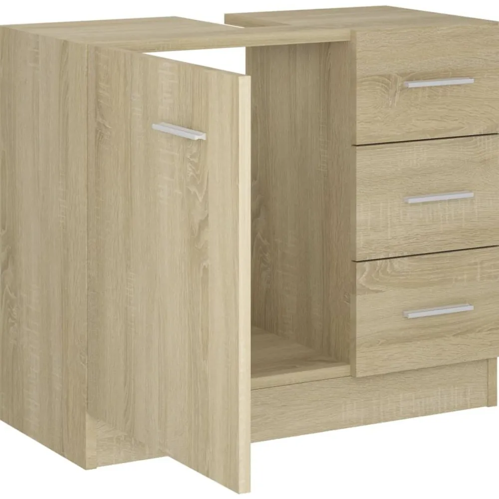 vidaXL Armario para lavabo madera contrachapada color roble 63x30x54cm Roble Sonoma Outlet