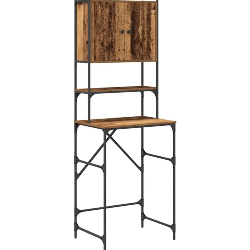 vidaXL Armario para lavadora Madera vieja 68 x 48,5 x 194 cm Madera envejecida New