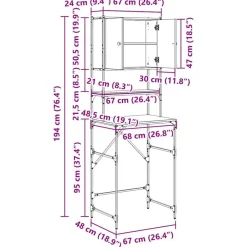 vidaXL Armario para lavadora Madera vieja 68 x 48,5 x 194 cm Madera envejecida New
