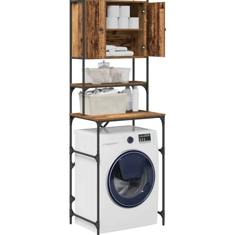 vidaXL Armario para lavadora Madera vieja 68 x 48,5 x 194 cm Madera envejecida New