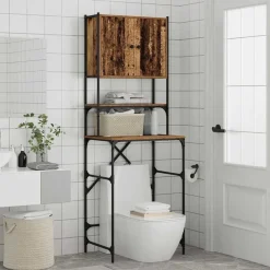 vidaXL Armario para lavadora Madera vieja 68 x 48,5 x 194 cm Madera envejecida New