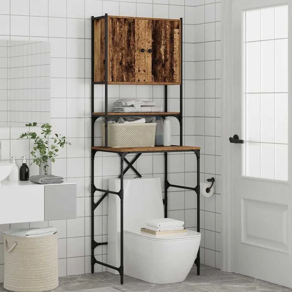 vidaXL Armario para lavadora Madera vieja 68 x 48,5 x 194 cm Madera envejecida New