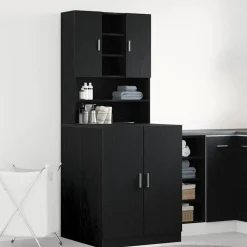 vidaXL Armario para lavadora 2 pcs 70,5 x 71,5 x 181,5 cm Roble negro Clearance