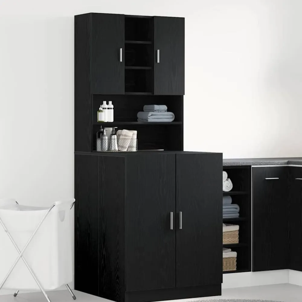 vidaXL Armario para lavadora 2 pcs 70,5 x 71,5 x 181,5 cm Roble negro Clearance