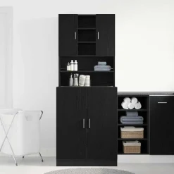 vidaXL Armario para lavadora 2 pcs 70,5 x 71,5 x 181,5 cm Roble negro Clearance