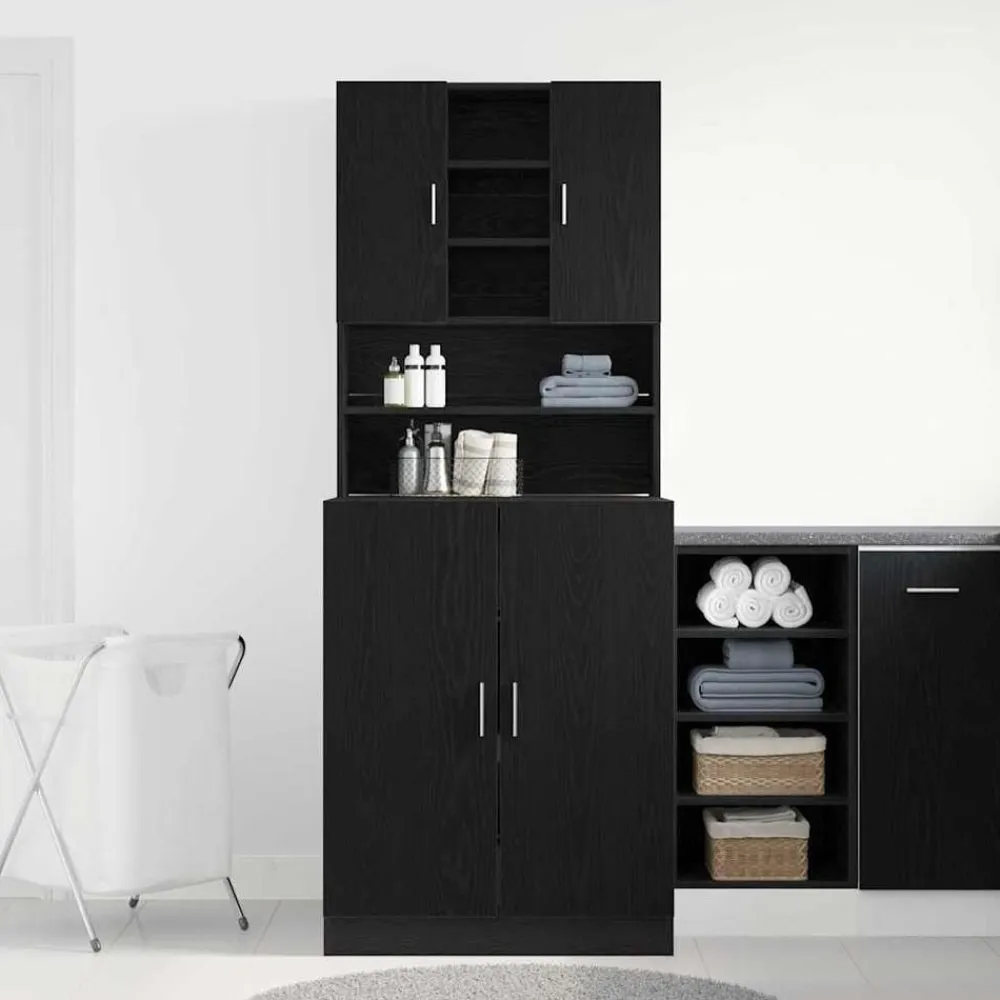 vidaXL Armario para lavadora 2 pcs 70,5 x 71,5 x 181,5 cm Roble negro Clearance
